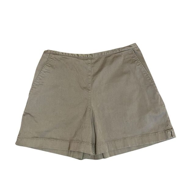 Ann Taylor Stretch 4 Khaki shorts flat front with side zipper / button - Picture 2 of 9